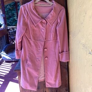 Vintage Pink Velvet Victorian Style mid length coat